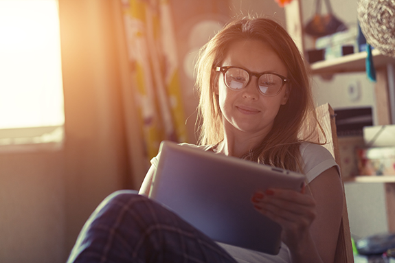 Woman using ipad