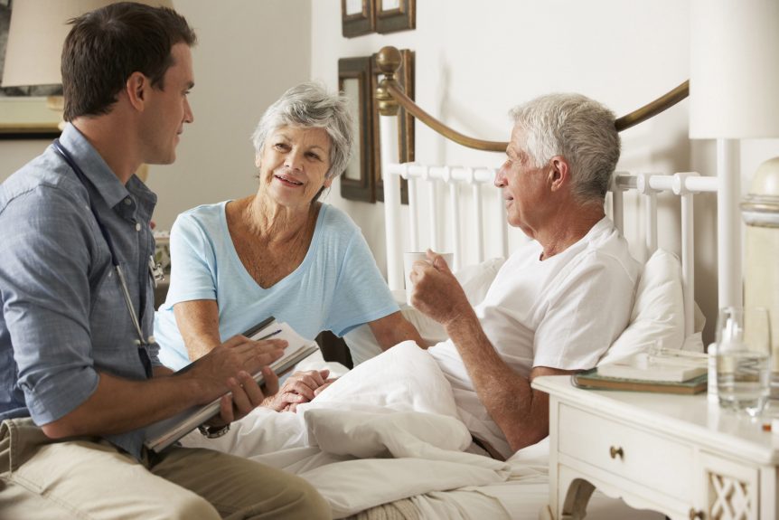 Edlerly couple home visit by GP